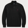 Svart Ralph Lauren Mesh-stickad bomullströja med kvarts dragkedja för män Svart Ralph Lauren Mesh-stickad bomullströja med kvarts dragkedja för män