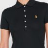 Svart Ralph Lauren Pikétröja med knappdetaljer för kvinnor Svart Ralph Lauren Pikétröja med knappdetaljer för kvinnor