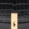 Svart Ralph Lauren Polo ID Croc-präglade sadelväskor för kvinnor Svart Ralph Lauren Polo ID Croc-präglade sadelväskor för kvinnor