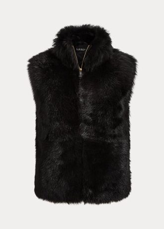 Svart Ralph Lauren Shearling-väst för kvinnor