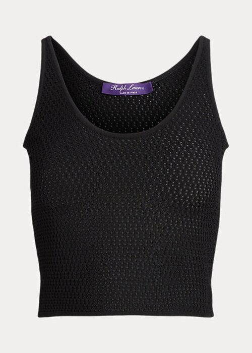 Svart Ralph Lauren Silk Mesh Linne för kvinnor Svart Ralph Lauren Silk Mesh Linne för kvinnor