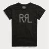 Svart Ralph Lauren-tröja med logotyp bomullströja för kvinnor Svart Ralph Lauren-tröja med logotyp bomullströja för kvinnor