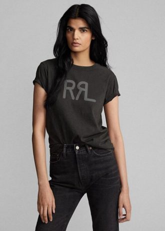 Svart Ralph Lauren-tröja med logotyp bomullströja för kvinnor Svart Ralph Lauren-tröja med logotyp bomullströja för kvinnor