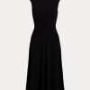 Svart Ralph Lauren Twist-Front Jerseyklänning för kvinnor Svart Ralph Lauren Twist-Front Jerseyklänning för kvinnor
