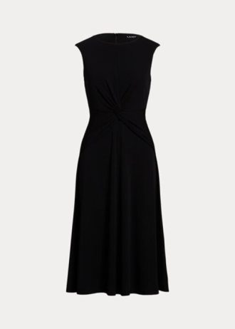 Svart Ralph Lauren Twist-Front Jerseyklänning för kvinnor