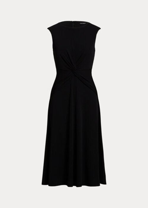 Svart Ralph Lauren Twist-Front Jerseyklänning för kvinnor Svart Ralph Lauren Twist-Front Jerseyklänning för kvinnor