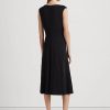 Svart Ralph Lauren Twist-Front Jerseyklänning för kvinnor Svart Ralph Lauren Twist-Front Jerseyklänning för kvinnor