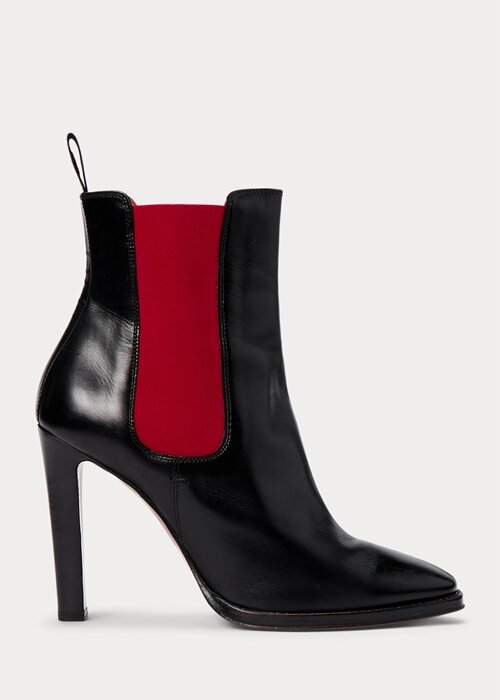 Svart/röd dam Ralph Lauren Zoie Calfskinie boots Svart/röd dam Ralph Lauren Zoie Calfskinie boots