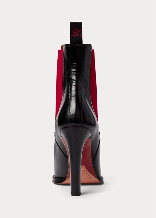 Svart/röd dam Ralph Lauren Zoie Calfskinie boots Svart/röd dam Ralph Lauren Zoie Calfskinie boots