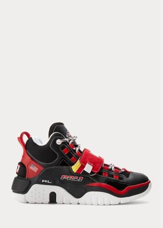 Svart / Röd Ralph Lauren PS100 High-Top Sneakers för män