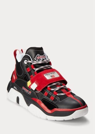Svart / Röd Ralph Lauren PS100 High-Top Sneakers för män
