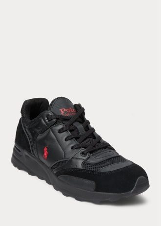 Svart / Röd Ralph Lauren Trackster 200 Sneakers för män