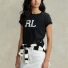 Svart t-shirt med logotyp för Ralph Lauren Rl för kvinnor Svart t-shirt med logotyp för Ralph Lauren Rl för kvinnor