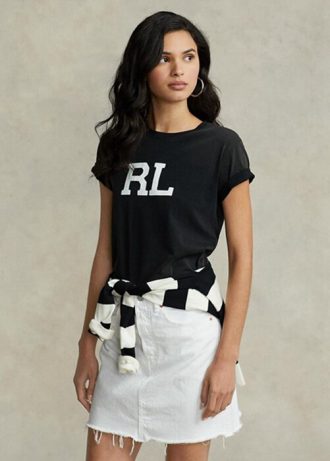Svart t-shirt med logotyp för Ralph Lauren Rl för kvinnor