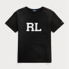 Svart t-shirt med logotyp för Ralph Lauren Rl för kvinnor Svart t-shirt med logotyp för Ralph Lauren Rl för kvinnor