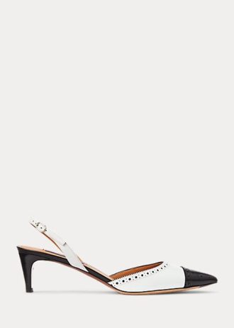 Svart/vit dam Ralph Lauren Garland färgblockerade slingbackklackar