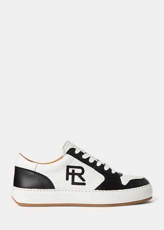 Svart/vit dam Ralph Lauren Jinett färgblockerade low-top sneakers