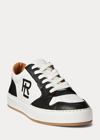 Svart/vit dam Ralph Lauren Jinett färgblockerade low-top sneakers