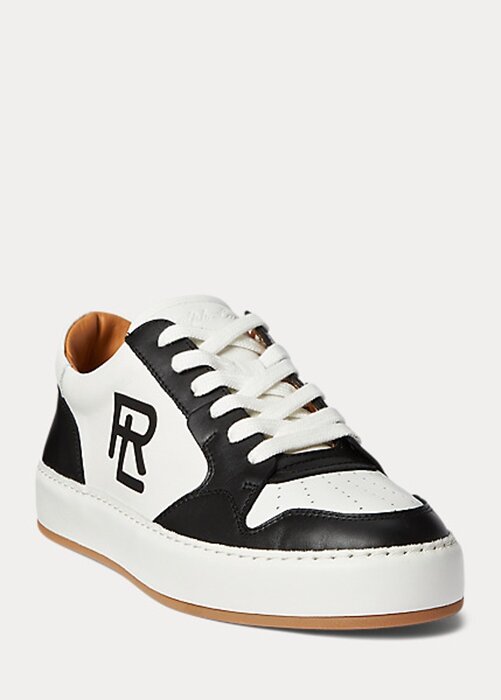 Svart/vit dam Ralph Lauren Jinett färgblockerade low-top sneakers Svart/vit dam Ralph Lauren Jinett färgblockerade low-top sneakers