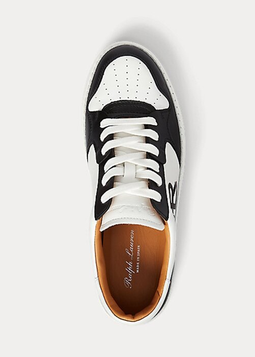 Svart/vit dam Ralph Lauren Jinett färgblockerade low-top sneakers Svart/vit dam Ralph Lauren Jinett färgblockerade low-top sneakers