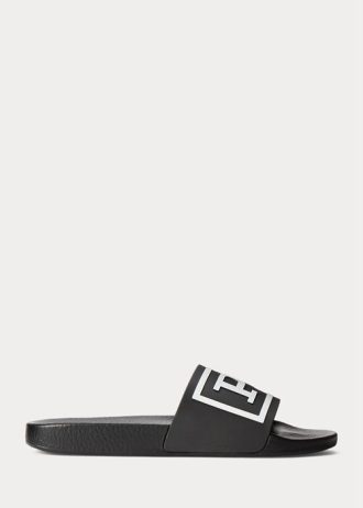 Svart/vit herr Ralph Lauren Logo tofflor