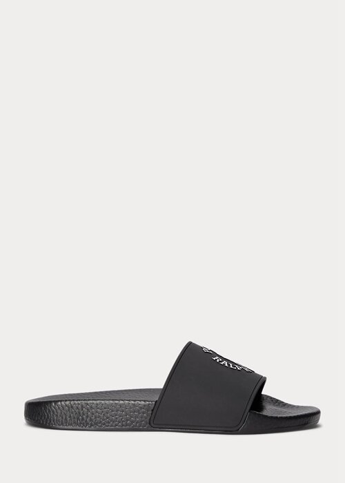 Svart/vit herr Ralph Lauren Logo tofflor Svart/vit herr Ralph Lauren Logo tofflor