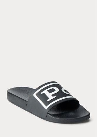 Svart/vit herr Ralph Lauren Logo tofflor
