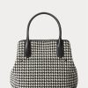 Svart/vit Houndstooth Ralph Lauren Houndstooth Medium Bellport tygväskor för kvinnor Svart/vit Houndstooth Ralph Lauren Houndstooth Medium Bellport tygväskor för kvinnor