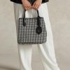 Svart/vit Houndstooth Ralph Lauren Houndstooth Medium Bellport tygväskor för kvinnor Svart/vit Houndstooth Ralph Lauren Houndstooth Medium Bellport tygväskor för kvinnor