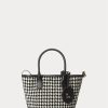 Svart/vit Houndstooth Ralph Lauren Houndstooth Mini Bellport tygväskor för kvinnor Svart/vit Houndstooth Ralph Lauren Houndstooth Mini Bellport tygväskor för kvinnor