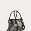 Svart/vit Houndstooth Ralph Lauren Houndstooth Mini Bellport tygväskor för kvinnor Svart/vit Houndstooth Ralph Lauren Houndstooth Mini Bellport tygväskor för kvinnor