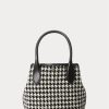 Svart/vit Houndstooth Ralph Lauren Houndstooth Mini Bellport tygväskor för kvinnor Svart/vit Houndstooth Ralph Lauren Houndstooth Mini Bellport tygväskor för kvinnor