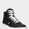 Svart/vit mäns Ralph Lauren Court High-Top Sneakers i läder Svart/vit mäns Ralph Lauren Court High-Top Sneakers i läder