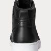 Svart/vit mäns Ralph Lauren Court High-Top Sneakers i läder Svart/vit mäns Ralph Lauren Court High-Top Sneakers i läder