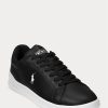 Svart/vit mäns Ralph Lauren Heritage Court II lädersneakers Svart/vit mäns Ralph Lauren Heritage Court II lädersneakers