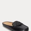Svarta dam Ralph Lauren Brynn Burnished Läder Driver Flat Shoes Svarta dam Ralph Lauren Brynn Burnished Läder Driver Flat Shoes