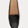 Svarta dam Ralph Lauren Brynn Burnished Läder Driver Flat Shoes Svarta dam Ralph Lauren Brynn Burnished Läder Driver Flat Shoes