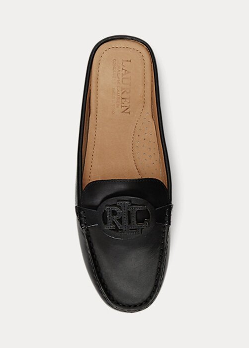 Svarta dam Ralph Lauren Brynn Burnished Läder Driver Flat Shoes Svarta dam Ralph Lauren Brynn Burnished Läder Driver Flat Shoes