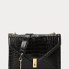 Svarta dam Ralph Lauren Polo ID Croc-präglade kuvert kedja Crossbody-väskor
