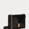 Svarta dam Ralph Lauren Polo ID Croc-präglade kuvert kedja Crossbody-väskor