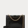 Svarta dam Ralph Lauren Polo ID Croc-präglade kuvert kedja Crossbody-väskor
