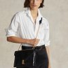 Svarta dam Ralph Lauren Polo ID Croc-präglade kuvert kedja Crossbody-väskor
