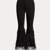 Svarta dam Ralph Lauren pärlor fjäder-trim High-Rise Flare Jeans Svarta dam Ralph Lauren pärlor fjäder-trim High-Rise Flare Jeans