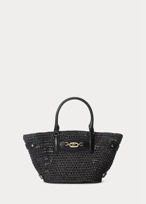 Svarta dam Ralph Lauren Straw Small Daphney Tote Bags Svarta dam Ralph Lauren Straw Small Daphney Tote Bags