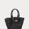 Svarta dam Ralph Lauren Straw Small Daphney Tote Bags Svarta dam Ralph Lauren Straw Small Daphney Tote Bags
