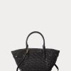 Svarta dam Ralph Lauren Straw Small Daphney Tote Bags Svarta dam Ralph Lauren Straw Small Daphney Tote Bags