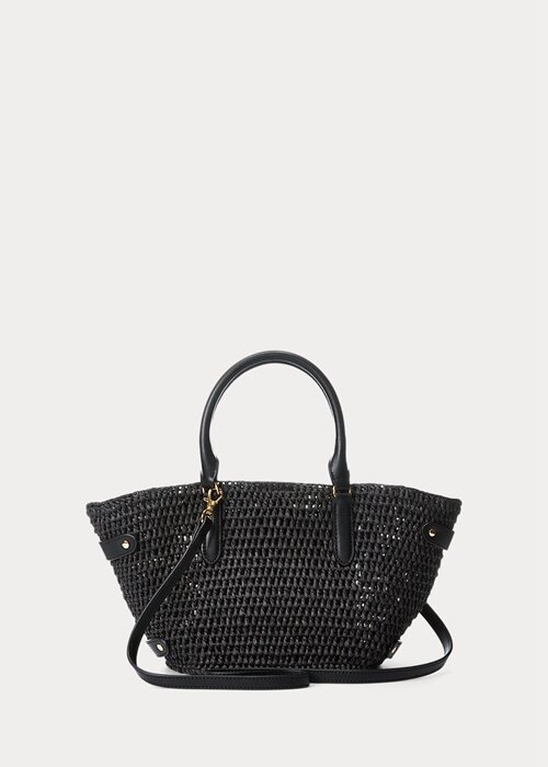 Svarta dam Ralph Lauren Straw Small Daphney Tote Bags Svarta dam Ralph Lauren Straw Small Daphney Tote Bags