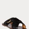 Svarta damer Ralph Lauren Jacie Kalvskinn Stigbygel sandaler Svarta damer Ralph Lauren Jacie Kalvskinn Stigbygel sandaler