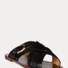 Svarta damer Ralph Lauren Jacie Kalvskinn Stigbygel sandaler Svarta damer Ralph Lauren Jacie Kalvskinn Stigbygel sandaler