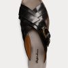 Svarta damer Ralph Lauren Jacie Kalvskinn Stigbygel sandaler Svarta damer Ralph Lauren Jacie Kalvskinn Stigbygel sandaler